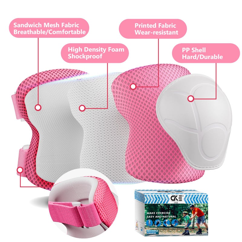 CKE Knee Pads for Kids Knee Pads and Elbow Pads Toddler Protective Gear Set Kids Elbow Pads and Knee Pads for Girls Boys with Wrist Guards 3 in 1 for Skating Cycling Bike Rollerblading Scooter [Upgraded] - Image 2